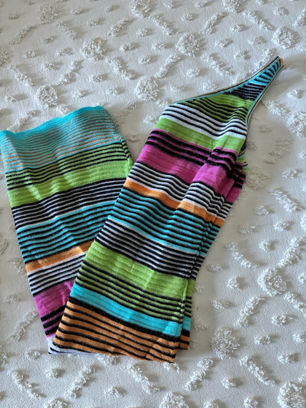 One shoulder striped fitted dress